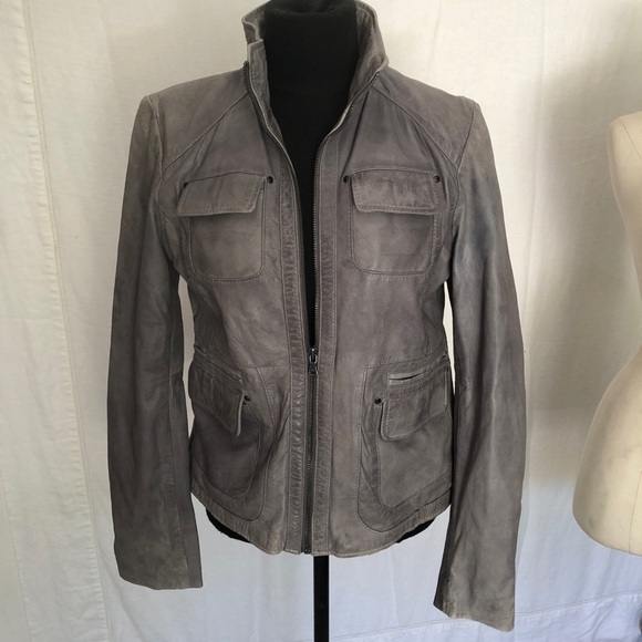 Kenneth Cole New York Grey Leather Jacket size M - Picture 1 of 11